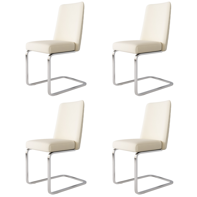 Samt-Esszimmerstuhl, 4er-Set, Diamant-Rücken-Design, mit silbernen Metall-Stützbeinen, Beige