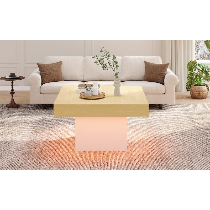Kreativer LED-Couchtisch in Pilzform, 70x70x40 cm – Stilvoller, quadratischer Beistelltisch, 30 kg Tragkraft, modernes Design für Wohnzimmer