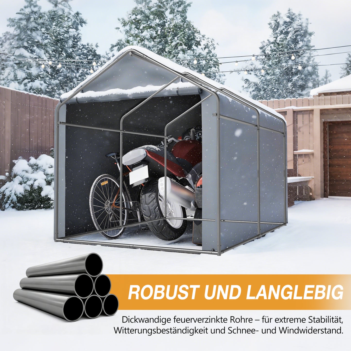 Fahrradgarage 187x100x160cm dunkelgrau wetterfest für Fahrräder und Gartengeräte