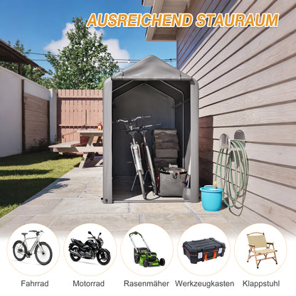 Fahrradgarage 187x100x160cm dunkelgrau wetterfest für Fahrräder und Gartengeräte