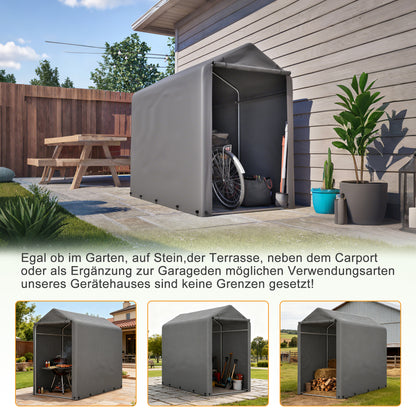 Fahrradgarage 187x100x160cm dunkelgrau wetterfest für Fahrräder und Gartengeräte