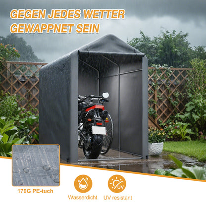 Fahrradgarage 187x100x160cm dunkelgrau wetterfest für Fahrräder und Gartengeräte