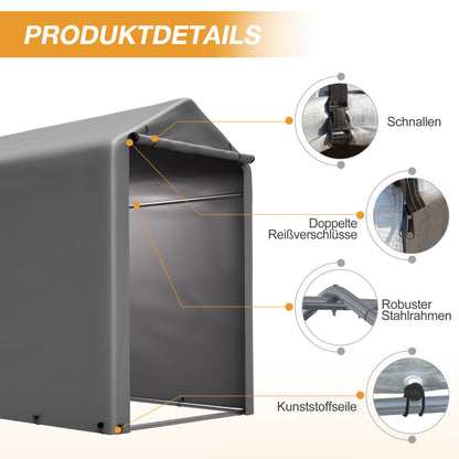 Fahrradgarage 187x100x160cm dunkelgrau wetterfest für Fahrräder und Gartengeräte