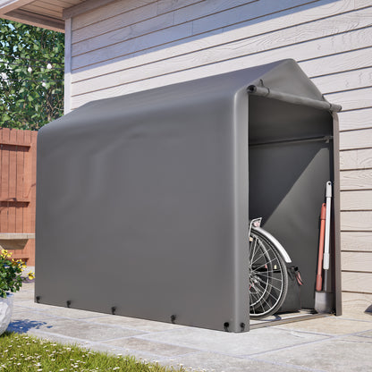 Fahrradgarage 187x100x160cm dunkelgrau wetterfest für Fahrräder und Gartengeräte