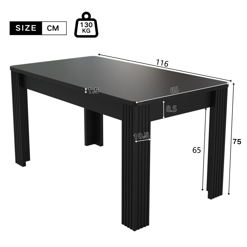 Esstisch, moderner Esstisch, stabiler Esstisch, vierbeiniger Tisch, rechteckiger Esstisch, Kaffee-Lounge-Tisch, moderner einfacher Esstisch, schwarz, (OLD SKU: N634P215552S)