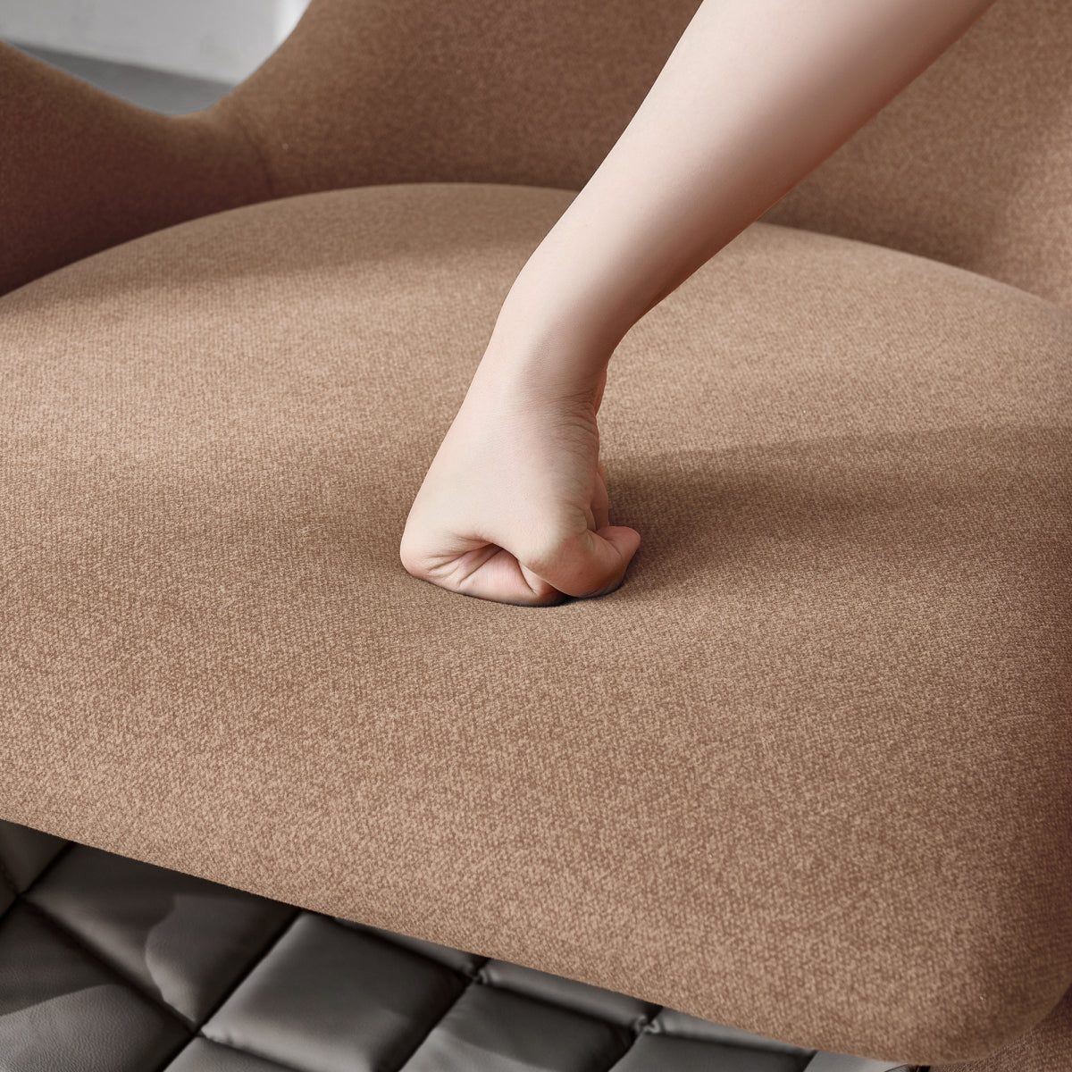 Designer-Loungesessel im Walhai-Look – Haustierfreundliches Einzelsofa mit Katzenhöhle, kratzfester Stoff, moderner Fernsehsessel, Braun
