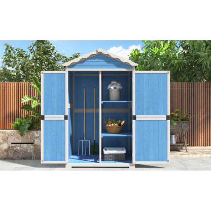 Outdoor Holz Gartenmöbel Aufbewahrungsschuppen, Werkzeughaus für Garten, Terrasse, verblassungsfrei, wetterfest, sicher und geschützt, wartungsfrei, umweltfreundlich, blau