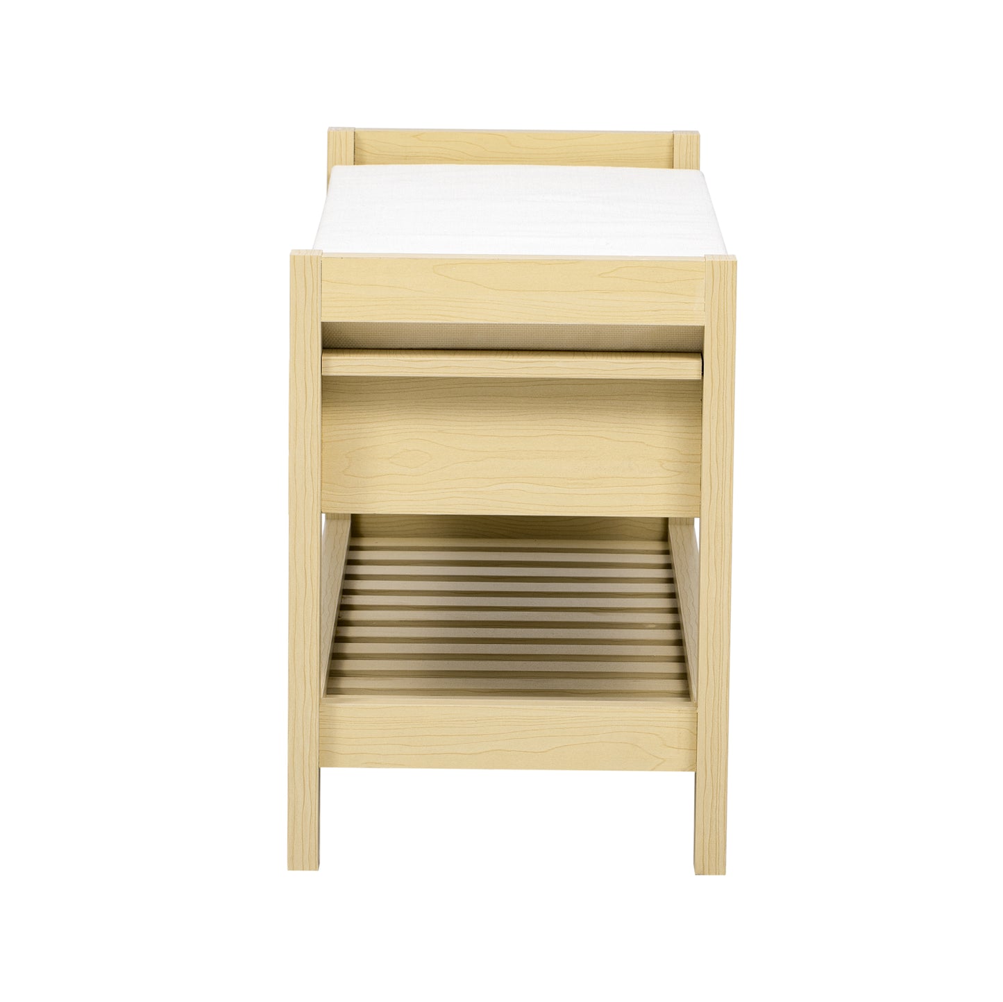 Moderne Schuhbank mit Sitzfläche und Stauraum, Soft Kissen-Oberfläche, Schuhregal für Eingangsbereich, Natur