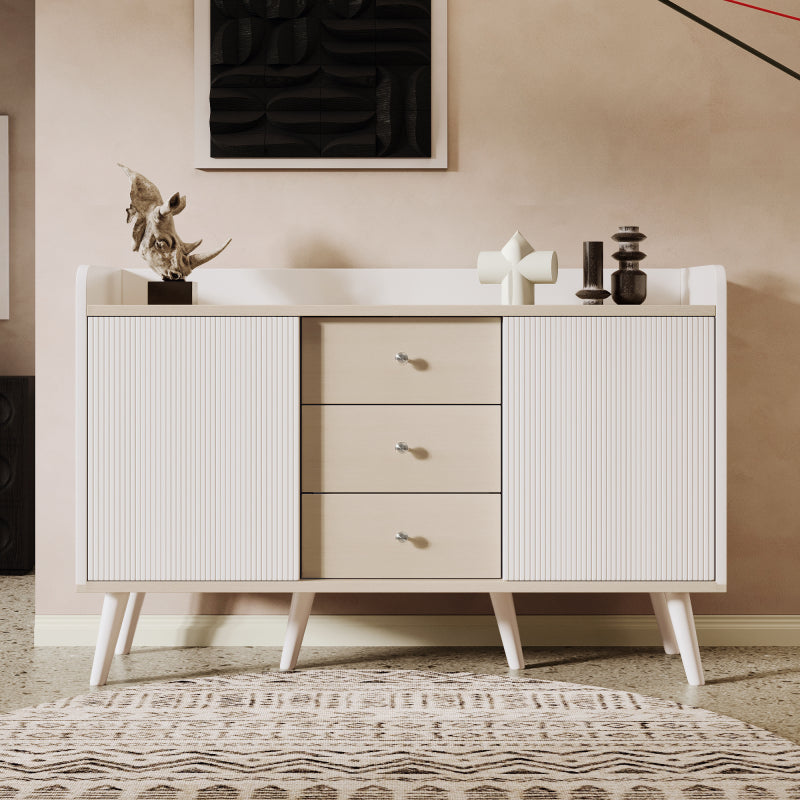 Sideboard mit drei Schubladen, exquisite Maserung. Sideboard für Schlafzimmer und Wohnzimmer, Moderne Holzfarbe-Sideboard mit Stauraumregalen. L117,5 cm
