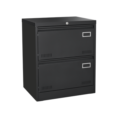 2 Drawer Metal Lateral File Cabinet with Lock,Office Vertical Files Cabinet for Home Office/Legal/Letter/A4,Locking Metal File Cabinet,Assembly Required (Black,with 2 Drawer)