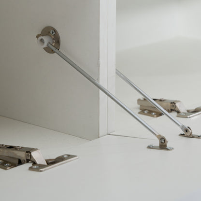 Weißer Hochglanz-TV-Schrank mit LED-Beleuchtung und Stauraum, weißes niedriges Paneel, bietet Platz für 80-Zoll-Fernseher, TV-Unterschrank mit herunterklappbarer Schranktür, 190 x 24 x 40 cm