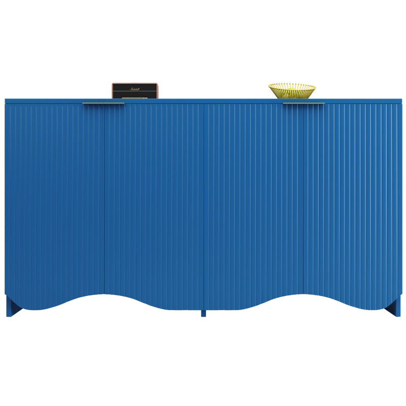 Sideboard(140×40×85cm), buffetschrank, cabinets, Esszimmer Wohnzimmer Aufbewahrungsschränke, Gemusterte Schränke, Freistehende Schränke, Küchenmöbel,Wellenmuster-Design, Blau