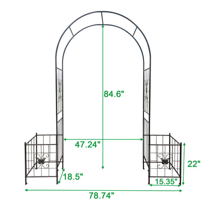 Gartenbogen Arbor Trellis für Kletterpflanzen, langlebige Metall Gartenbogen Outdoor Hochzeitsbogen, für Hochzeitszeremonie Party Pflanze Klettern Rose Reben Rasen Innenhof Schwarz, 7.15ft
