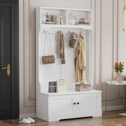 Weißer Eingang Schrank, zur offenen Aufbewahrung - Kleiderständer, Garderobe, Schuhschrank