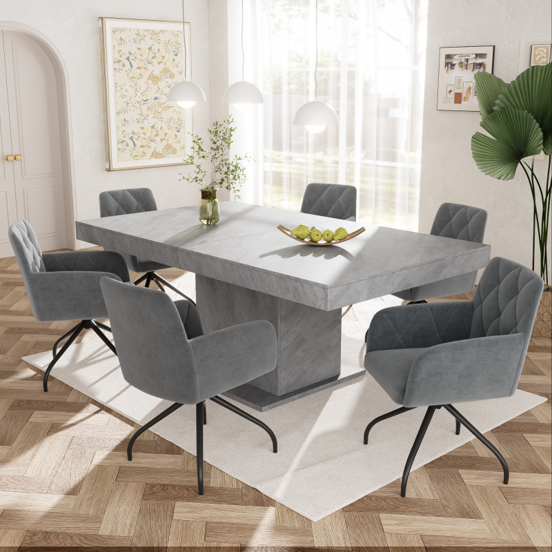 2er Set 360° Drehbarer Esszimmerstühle mit Rautenmuster, Samt,Beige