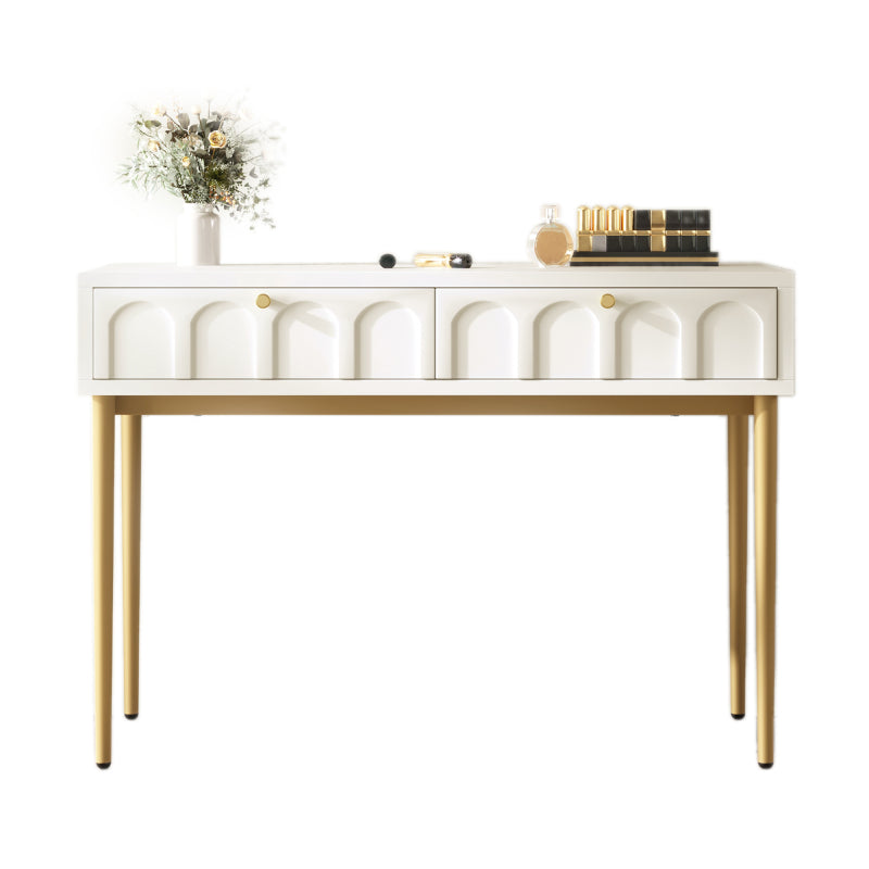 Schminktisch mit 2 Schubladen 76.5cm Höhe ,Kommode Schlafzimmer Highboard Weiss Sideboard Schubladenkommode Kommode für Schlafzimmer, Creme-Weiß -H76.5/B100/T45 cm