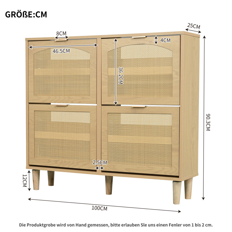 Schuhschrank mit 4 Klappschubladen, Schuhregal für Flur, Schlafzimmer, Wohnung,Holzmöbel, Landhausstil