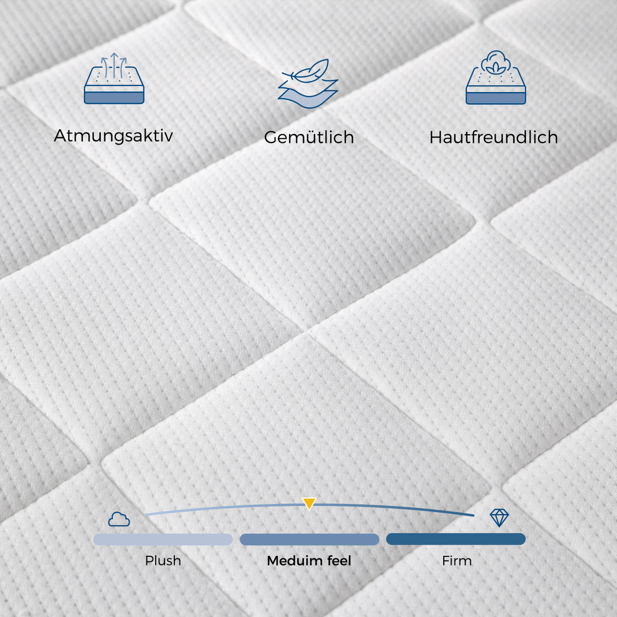 Schaummatratze 120x200 cm, Wendbar H3/H4, 20 cm hoch, Öko-TEX zertifiziert