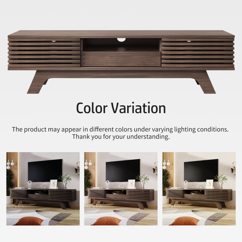 TV-Schrank mit einer Schublade und zwei Türen, TV-Möbel, TV-Panel, TV-Lowboard, TV-Schrank. Einzigartiges Design, Vintage-Holzfarbe.