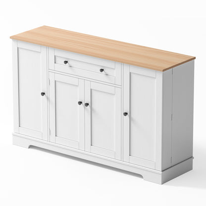 Multifunktionales Küchenbuffet – 138 cm Sideboard mit Schublade, Regaltüren & verstellbaren Einlegeböden – Modernes Design mit Kippschutz, ideal für Küche, Wohnzimmer & Schlafzimmer