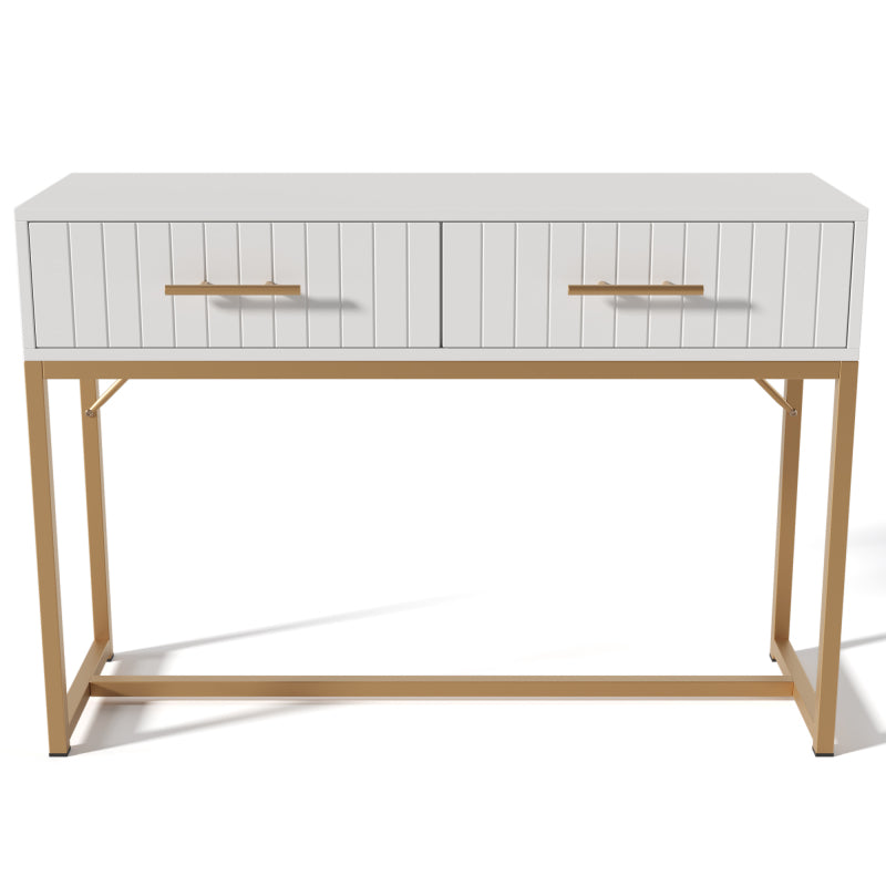 Schminktisch mit 2 Schubladen 75cm Höhe ,Kommode Schlafzimmer Highboard Weiss Sideboard Schubladenkommode Kommode für Schlafzimmer, Weiß -H75/B100/T45 cm