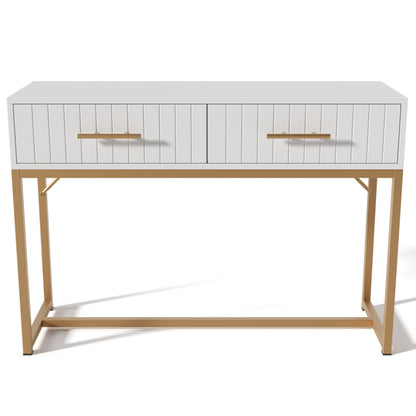 Schminktisch mit 2 Schubladen 75cm Höhe ,Kommode Schlafzimmer Highboard Weiss Sideboard Schubladenkommode Kommode für Schlafzimmer, Weiß -H75/B100/T45 cm