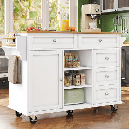 Speisewagen (134 x 46 x 92 cm), moderner und einfacher weißer Speisewagen, kombiniertes Schubladen-Aufbewahrungsschrank-Design, mobiles und festes Dual-Use-Design, geeignet für Privat- und Gewerbeküch