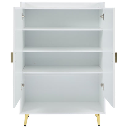 Moderner Paar-Tür-Schuhschrank, Foyer-Schrank-Speicher-Organisator-Schuhschrank, MDF-Schuhschrank, 3-stufiger Schuhschrank weiß, offene untere Schublade, 75*35*110cm, Tragfähigkeit 20KG