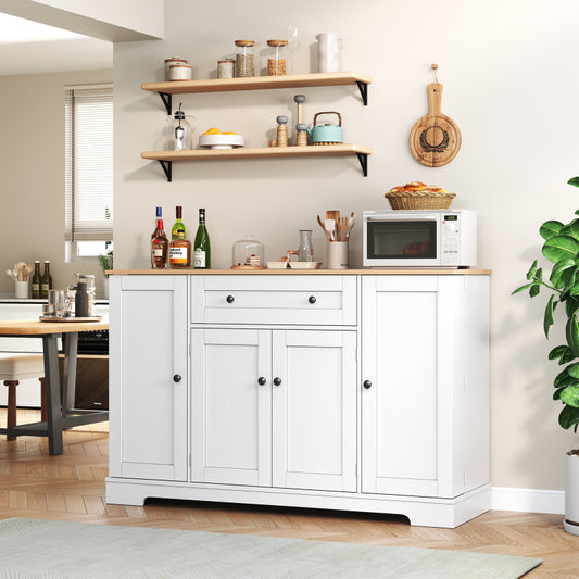Multifunktionales Küchenbuffet – 138 cm Sideboard mit Schublade, Regaltüren & verstellbaren Einlegeböden – Modernes Design mit Kippschutz, ideal für Küche, Wohnzimmer & Schlafzimmer