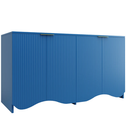Sideboard(140×40×85cm), buffetschrank, cabinets, Esszimmer Wohnzimmer Aufbewahrungsschränke, Gemusterte Schränke, Freistehende Schränke, Küchenmöbel,Wellenmuster-Design, Blau