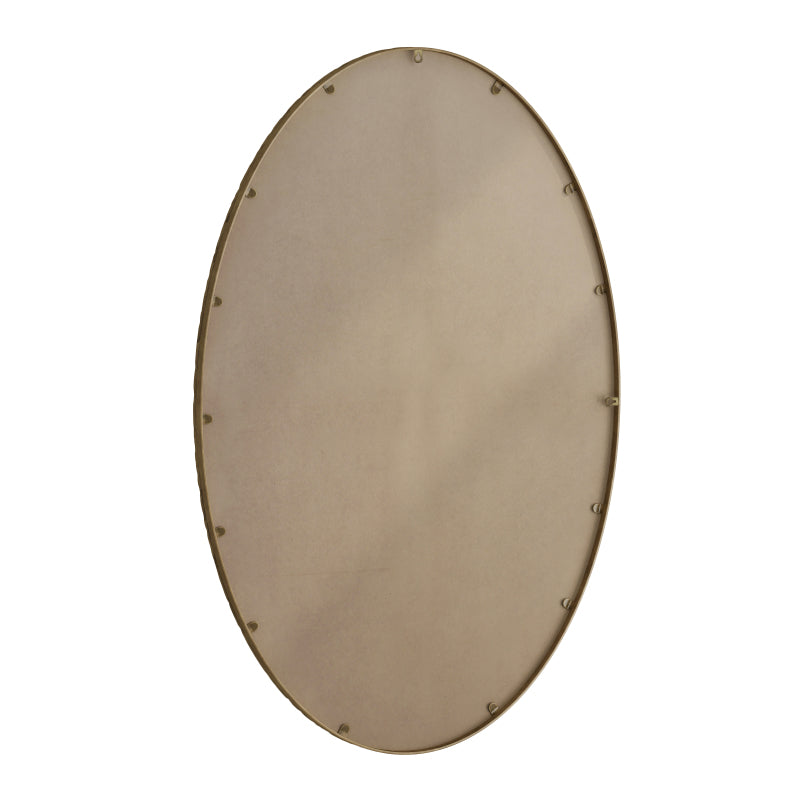 Iron Art Oval Retro Mirror, Antique Effect, Wall Hanging, Suitable For Bathroom, Bedroom, Living Room (Gold)