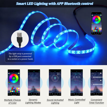 Modernes Sideboard 160cm mit LED-Beleuchtung & App-Steuerung, Hochglanz-Fronten, 4 Schubladen & Glasfach, TV-Schrank Kommode Weiß/Anthrazit