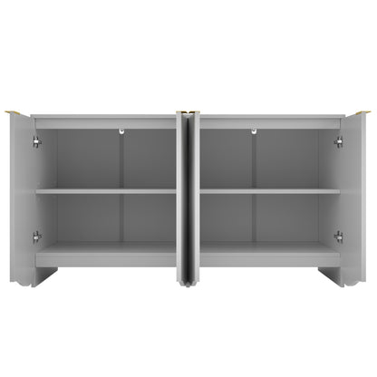 Sideboard(140×40×85cm), buffetschrank, cabinets, Esszimmer Wohnzimmer Aufbewahrungsschränke, Gemusterte Schränke, Freistehende Schränke, Küchenmöbel,Wellenmuster-Design, Grau