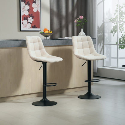 Barhocker 2er-Set, Gepolstert Barstuhl mit Lehne, 360° Drehbar Tresenhocker, für Küche, Wohnzimmer, Beige