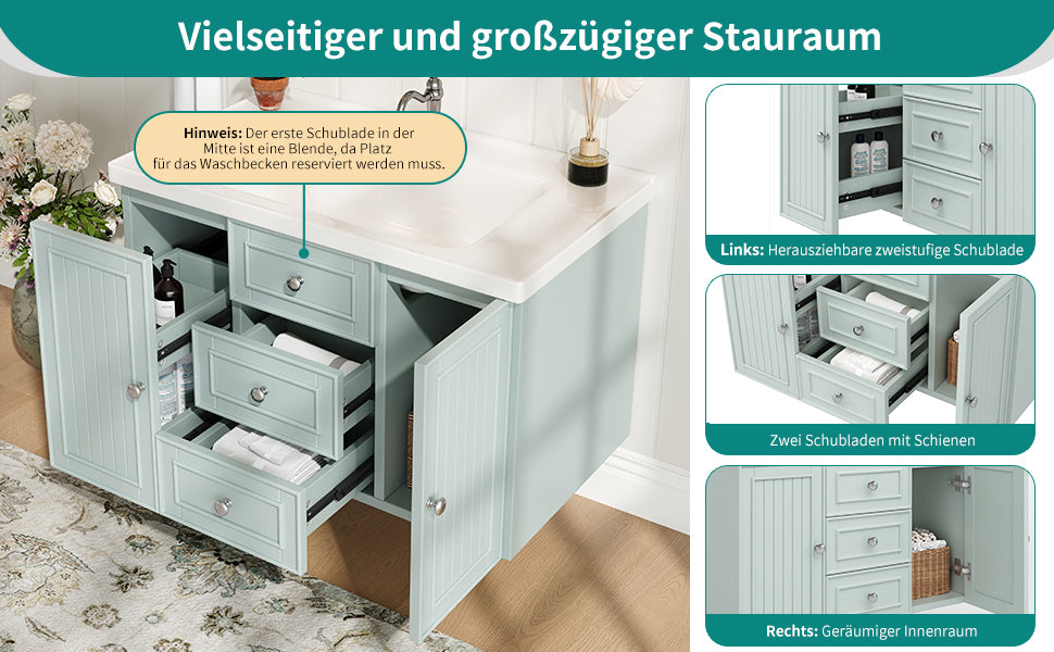 Badezimmerschrank mit waschbecken,Grün