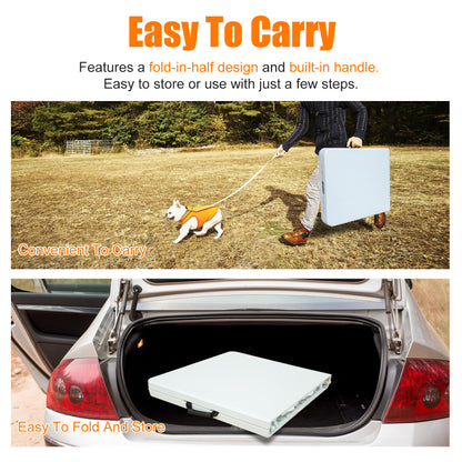 125cm Portable Heavy Duty Folding Table with Handle, Adjustable Height Foldable Table, Multi-Functional Fold up Table for Camping Picnic Parties Indoor/Outdoor, Capacity Weight 135KG (White)