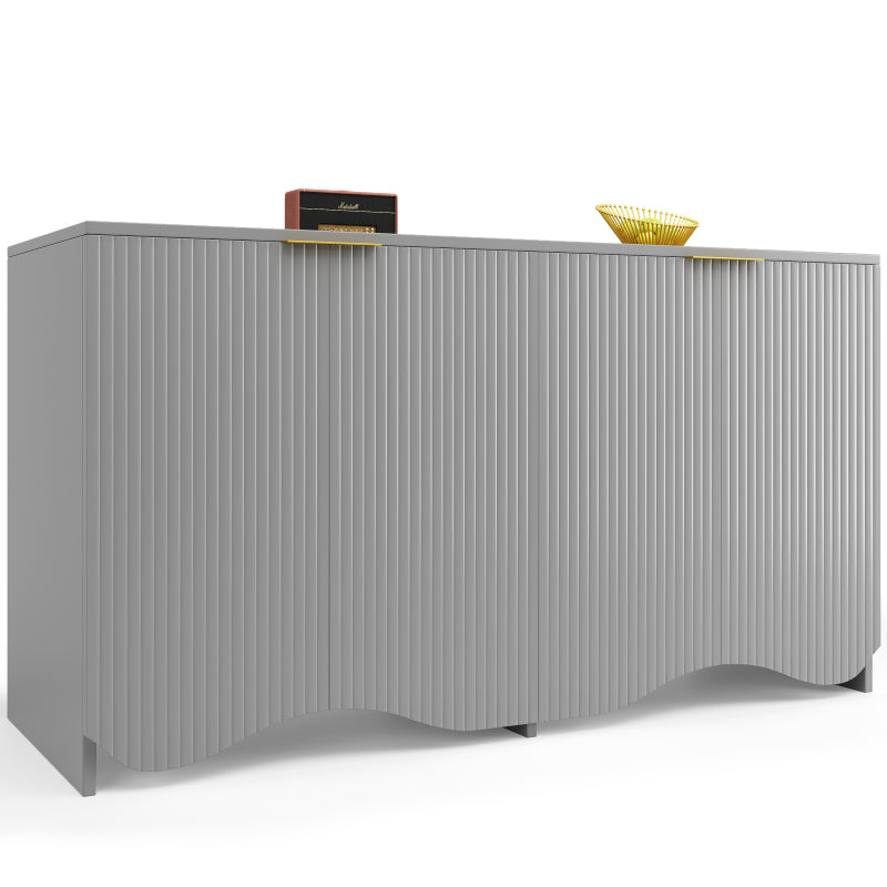 Sideboard(140×40×85cm), buffetschrank, cabinets, Esszimmer Wohnzimmer Aufbewahrungsschränke, Gemusterte Schränke, Freistehende Schränke, Küchenmöbel,Wellenmuster-Design, Grau