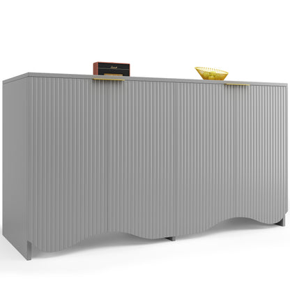 Sideboard(140×40×85cm), buffetschrank, cabinets, Esszimmer Wohnzimmer Aufbewahrungsschränke, Gemusterte Schränke, Freistehende Schränke, Küchenmöbel,Wellenmuster-Design, Grau