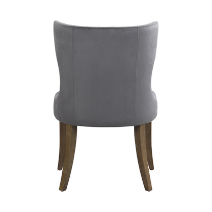 Esszimmerstuhl aus Samt, 2er-Set mit Beinen aus Massivholz, dickes Kissen, verstellbare Beine, Küchenstuhl, Wohnzimmer-Loungesessel, Grau