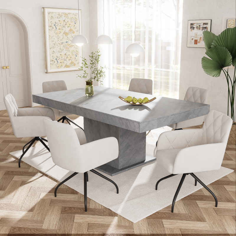 2er Set 360° Drehbarer Esszimmerstühle mit Rautenmuster, Samt,Beige