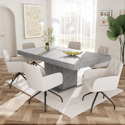 2er Set 360° Drehbarer Esszimmerstühle mit Rautenmuster, Samt,Beige