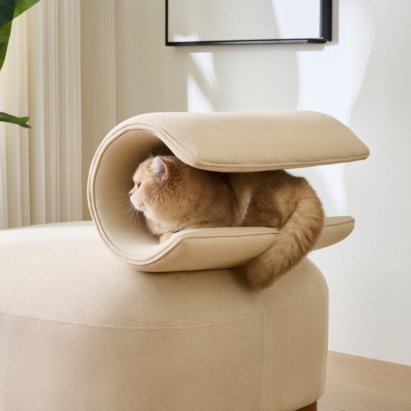 Mehrzweck-Sofa mit Katzenhöhle - haustierfreundlicher Futon für Wohn- und Schlafzimmer, Design für Mensch und Katze, Einsitzer-Sofa