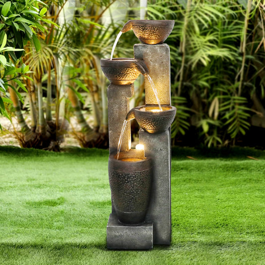 40inches High Pots Outdoor Garden Water Fountain with Warm LED lights