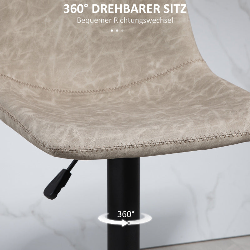 2er-Set Barhocker, Bistrohocker mit Fußstütze, Drehbar Barstuhl, Höhenverstellbar Küchenhocker mit Kunstlederbezug, Beige