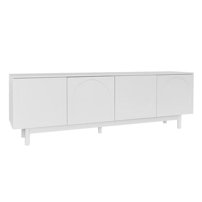 Moderner weiß TV-Schrank – 175 x 38 x 56 cm, verstellbare Einlegeplatten, Leichte Lowboard-TV-Möbel im Luxusstil