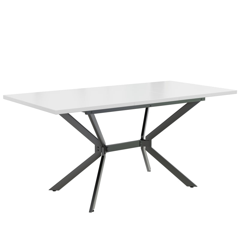 Weißer Erweiterbarer Esstisch 120/160*80 cm, Tischbeine aus schwarzem Metall