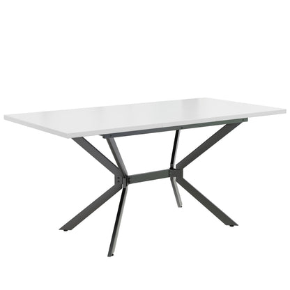 Weißer Erweiterbarer Esstisch 120/160*80 cm, Tischbeine aus schwarzem Metall