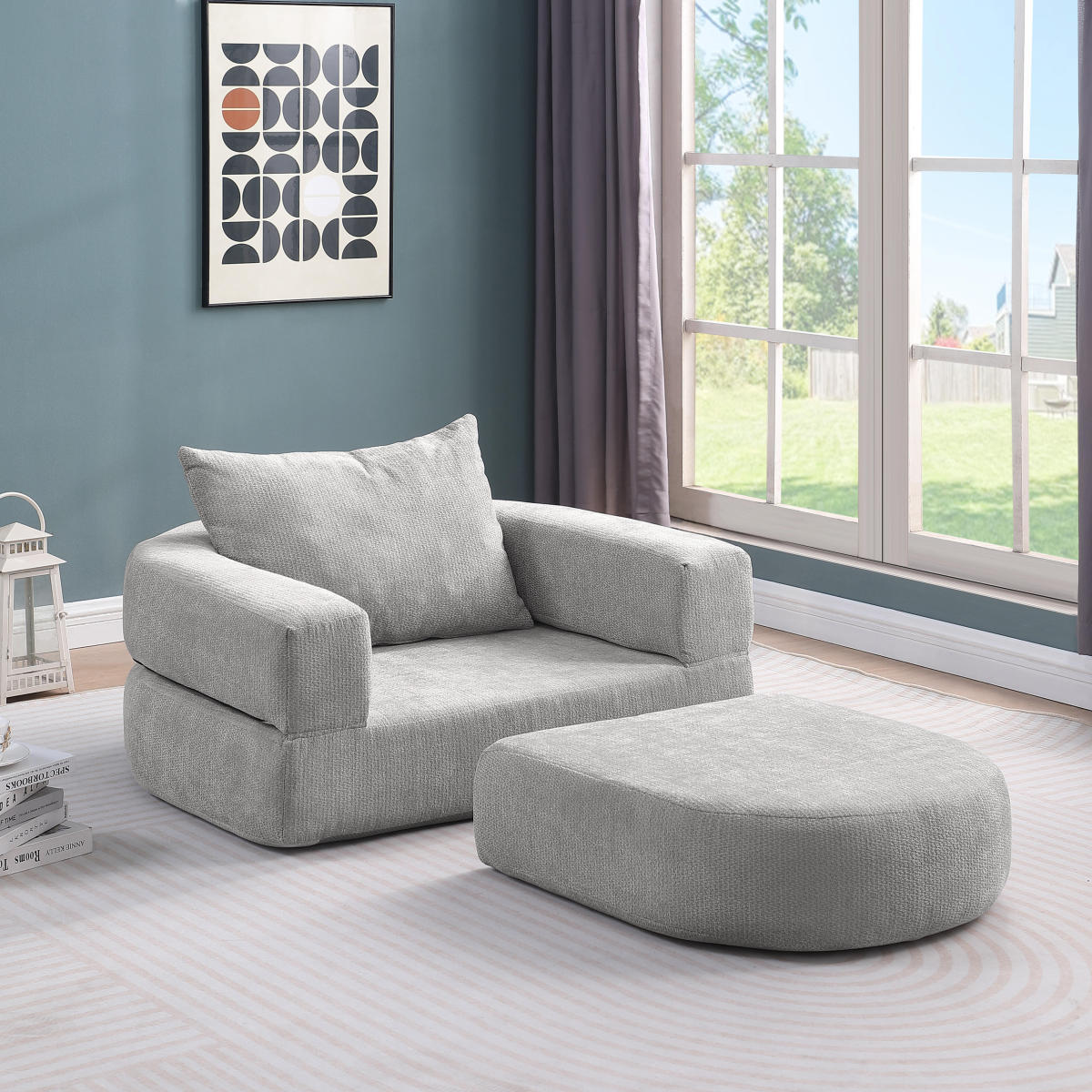 Modulares Sofa-Set Frottee (Terry Cloth), Sektionssofa Minimalistisch, Wohnzimmer Couchgarnitur, Umkehrbar, Light Grey