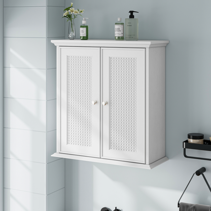 Weißer wandmontierter Badezimmerschrank, Badezimmer Medizinschrank mit verstellbaren Regalen