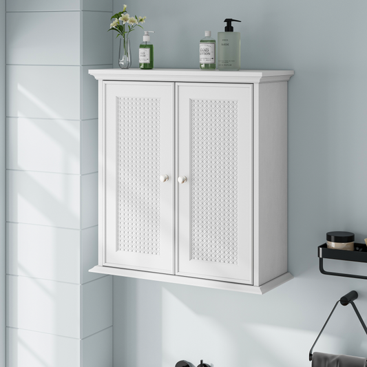 Weißer wandmontierter Badezimmerschrank, Badezimmer Medizinschrank mit verstellbaren Regalen